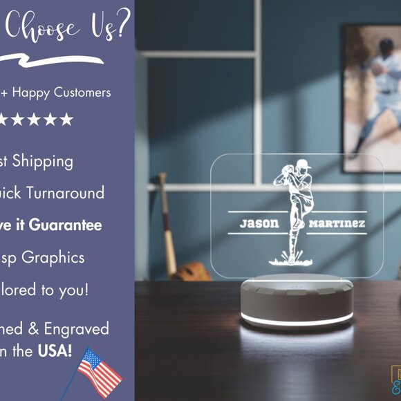 Custom LED Baseball Night Light – Great Room Decor - Picture 4 of 8